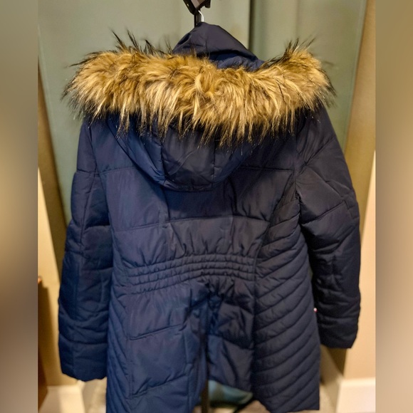 Tommy Hilfiger Puffer Coat Women’s Large - Blue Jacket - Detachable Fur Hood - Picture 3 of 6